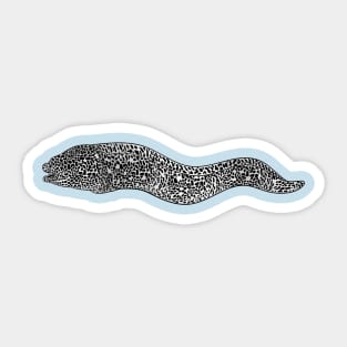 Black spotted moray eel cartoon illustration Sticker